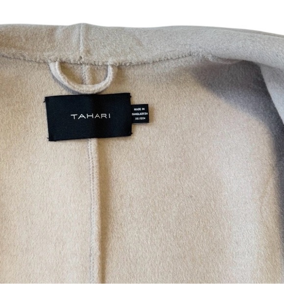 TAHARI Women’s Ella  Double Face Wool Wrap Coat w/Tie Belt in Soft Almond Sz: XS - Picture 10 of 13